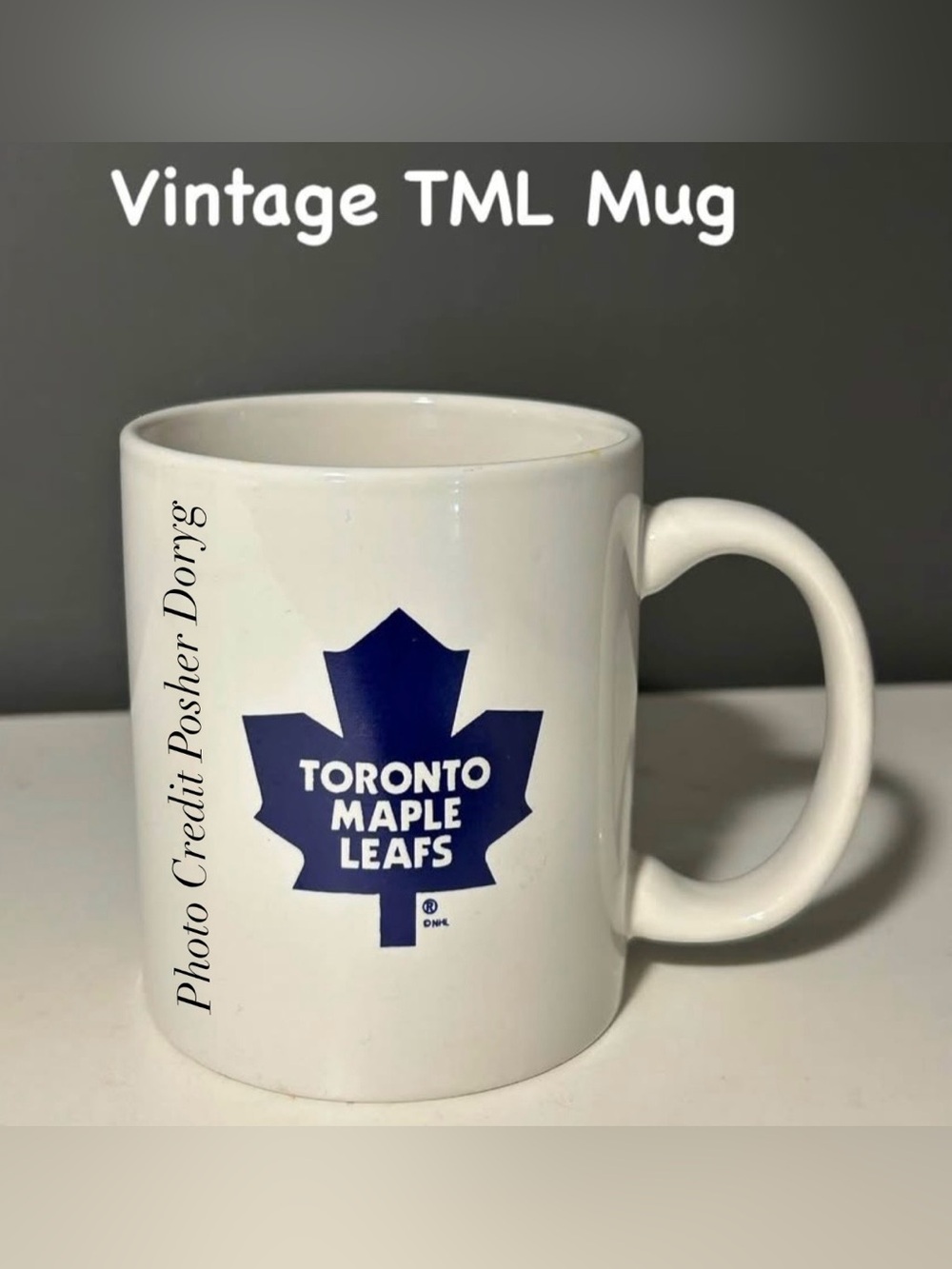 Vintage Toronto Maple Leafs White Ceramic Mug with Blue Logo